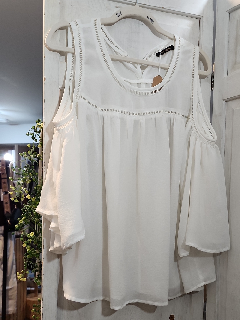 White Cold-Shoulder Women's Blouse - Elegant Summer Top
